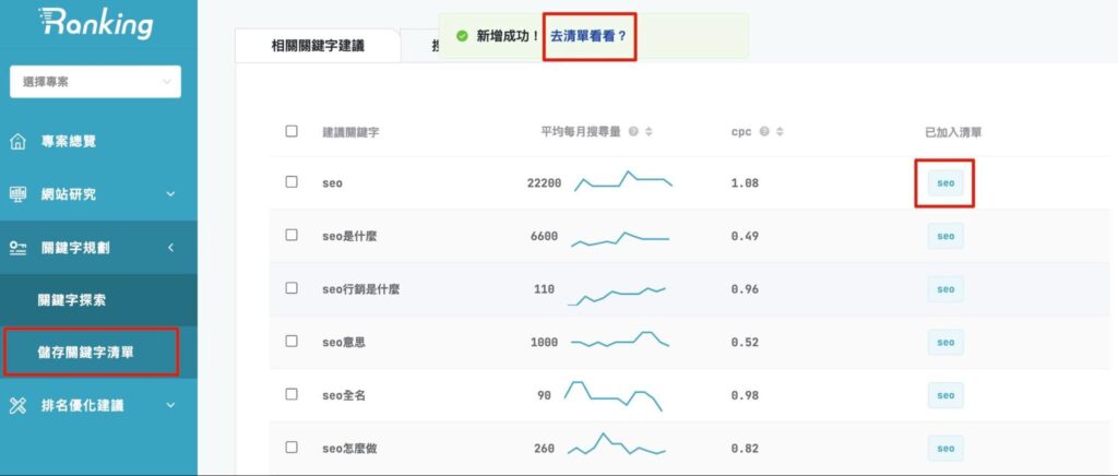 SEO工具 關鍵字研究13